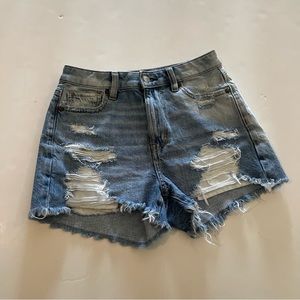 American Eagle Light Wash Ripped Cutoff Denim Jean Shorts